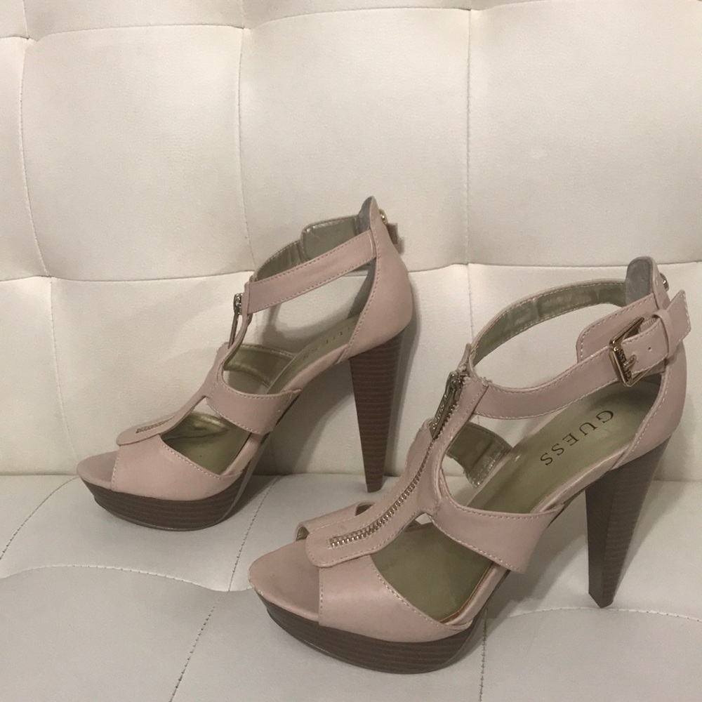 rose tone cream leather high heel pumps